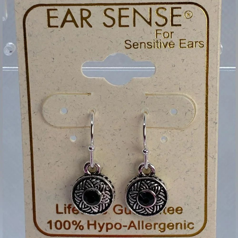 3For$20 Ear Sense Silver Black Design Dangle Earrings